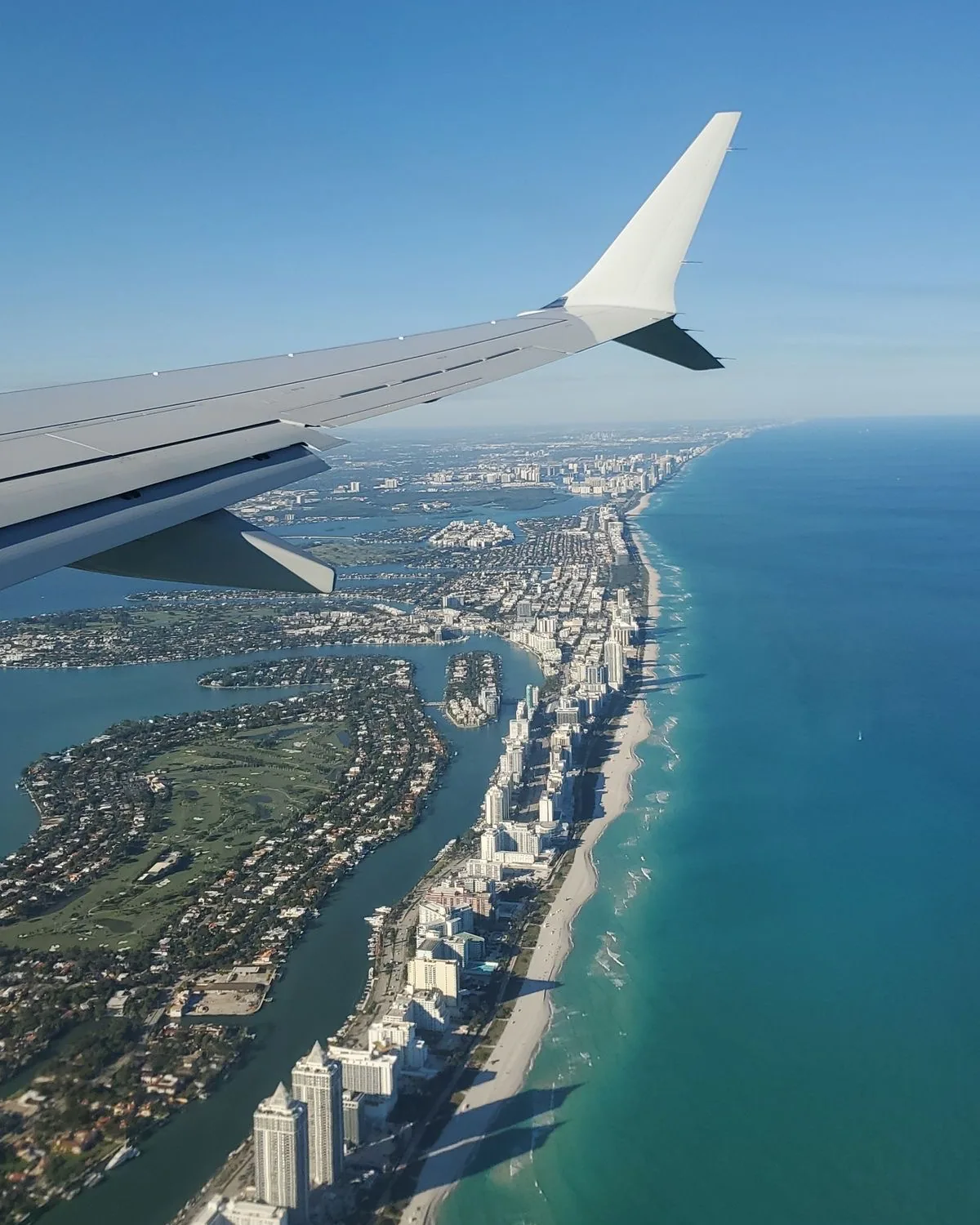 Aerial view of Miami Beach from the plane